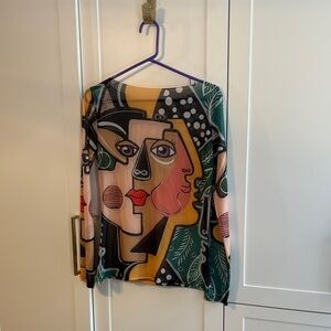 SHEIN Artistic Face Print Long Sleeve Top